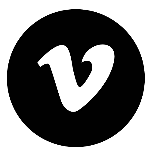 Black circular Vimeo logo design