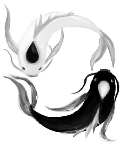 Black and White Yin Yang Koi Fish Illustration