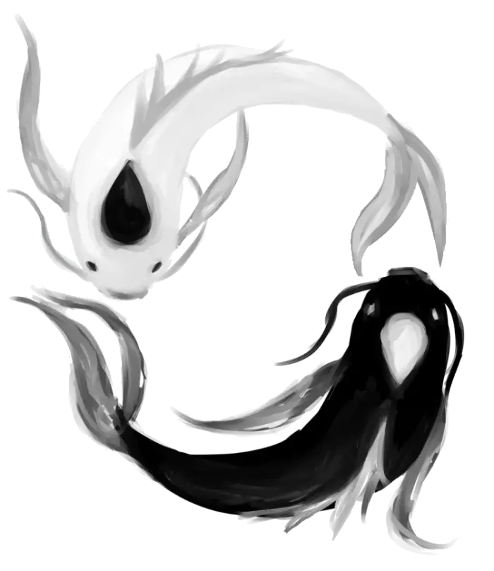 Black and White Yin Yang Koi Fish Illustration