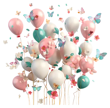 Elegant Balloons with Butterflies Party Design