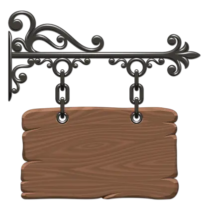 Vintage Wooden Hanging Signboard with Chains