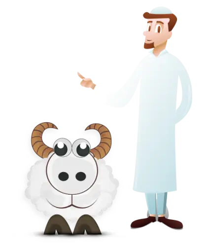 Cartoon Butcher with Sheep