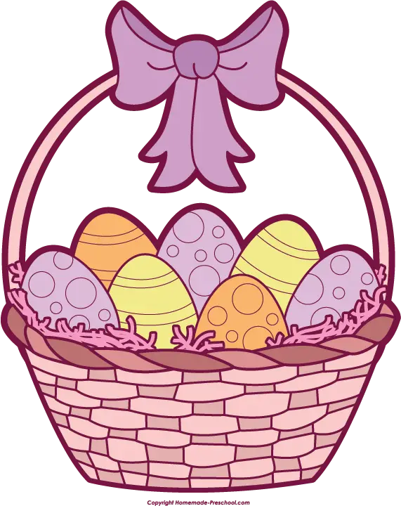 Easter Basket with Colorful Eggs