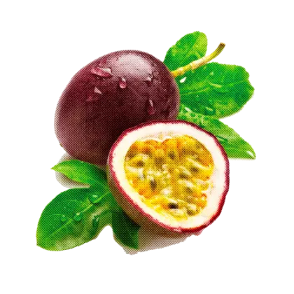 Fresh Passion Fruit with Leaves
