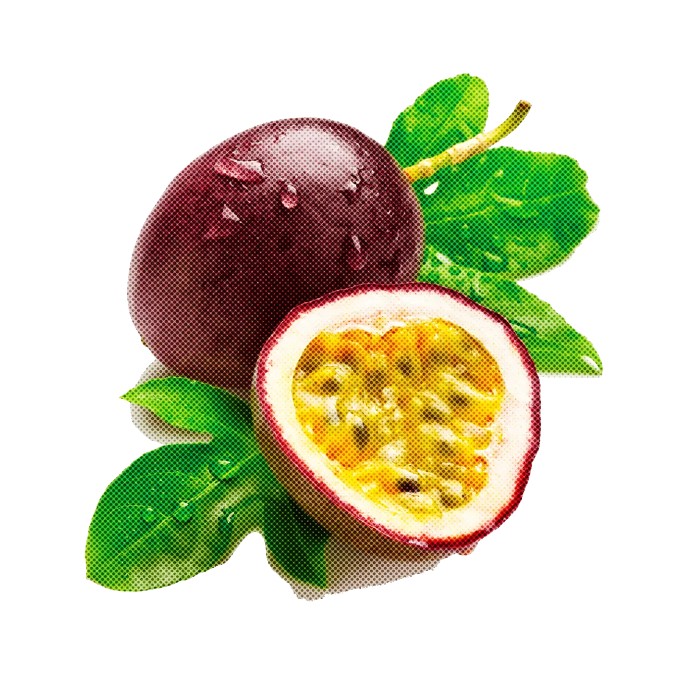 Fresh Passion Fruit with Leaves