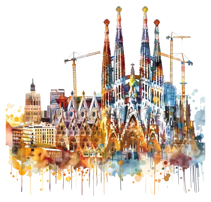 Sagrada FamÃ­lia Watercolor Illustration