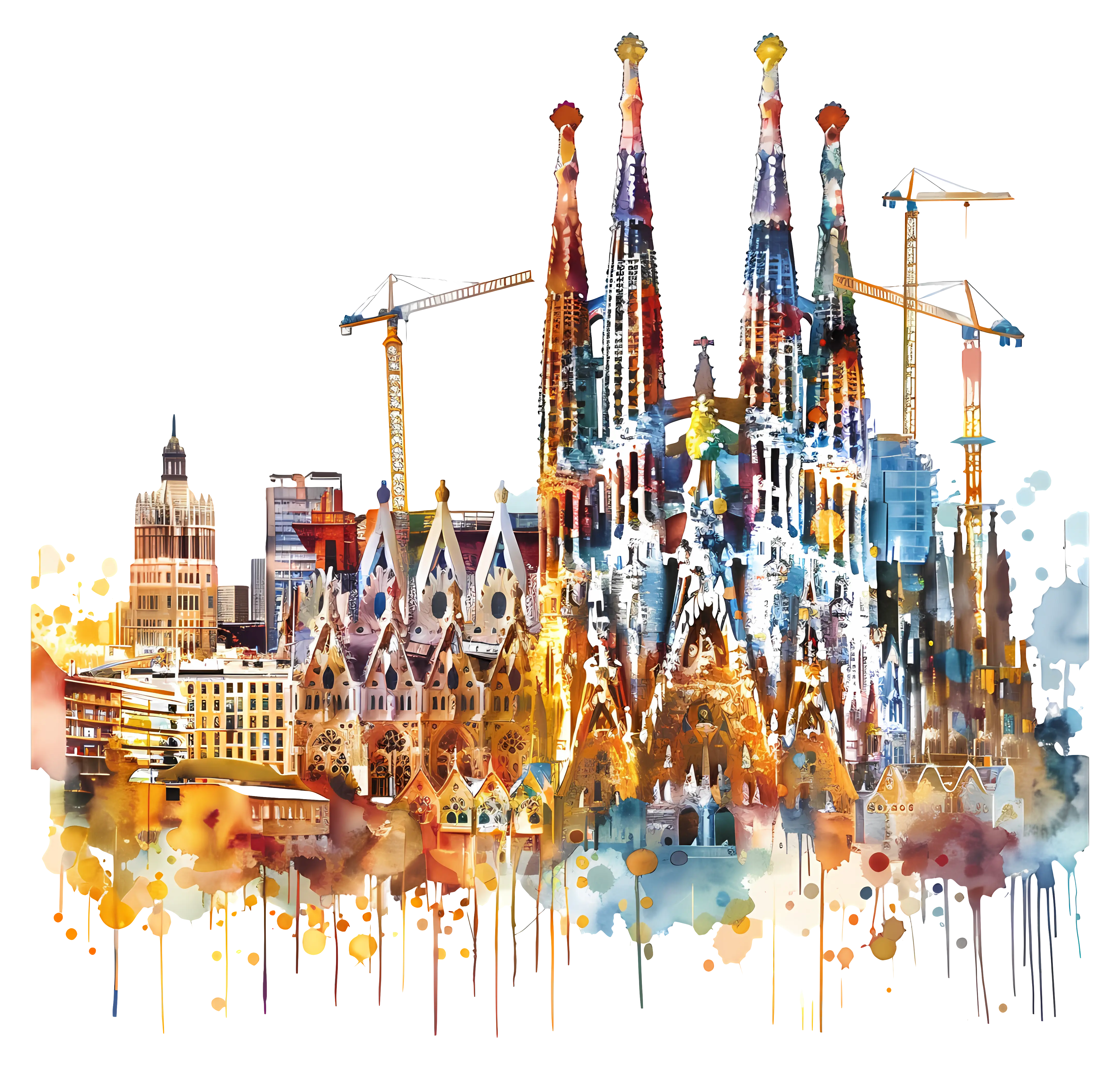 Sagrada FamÃlia Watercolor Illustration