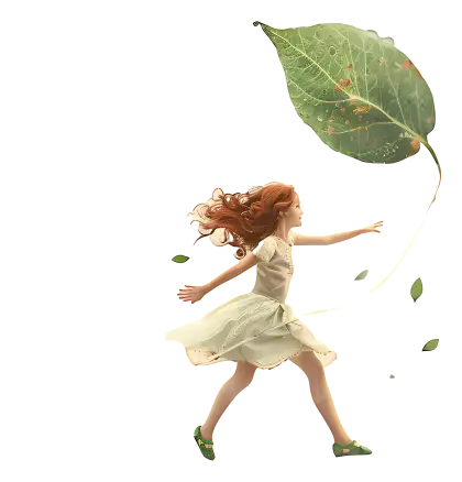Whimsical Running Girl Illustration