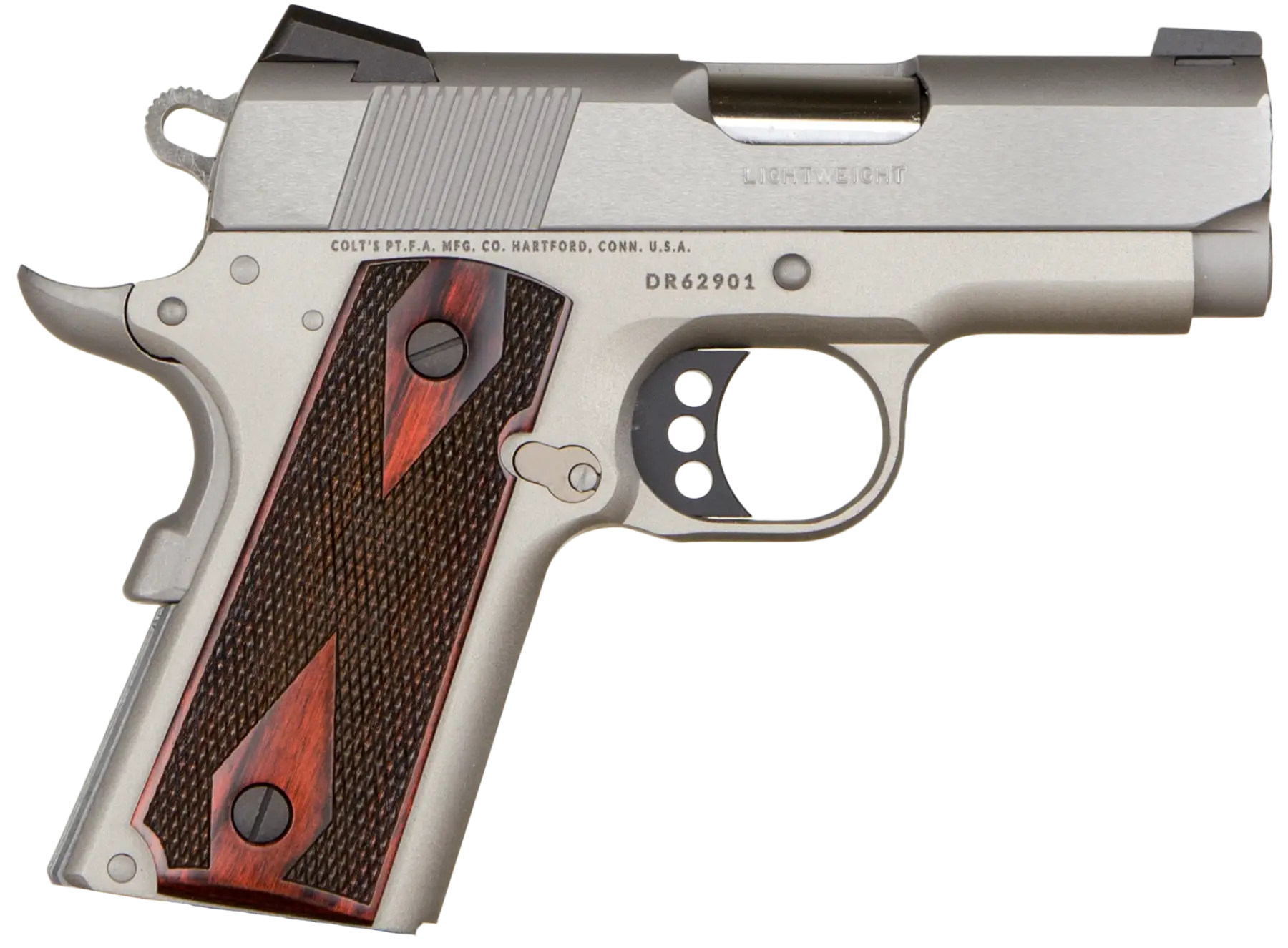 Silver Compact Pistol with Wooden Grip