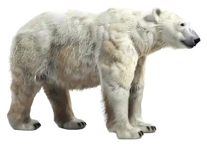 Realistic Polar Bear with White Fur