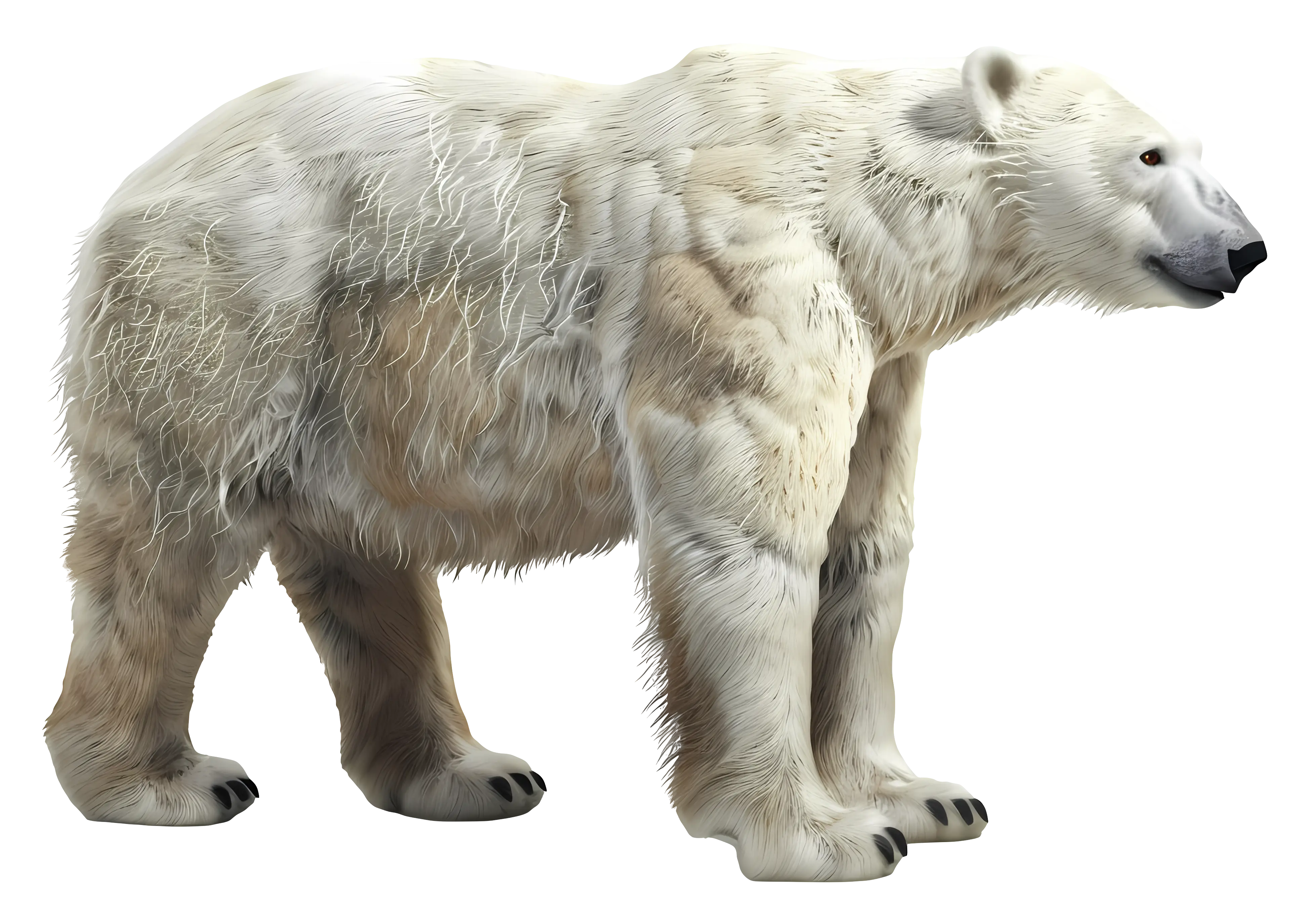 Realistic Polar Bear with White Fur