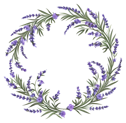 Delicate Lavender Floral Wreath Illustration