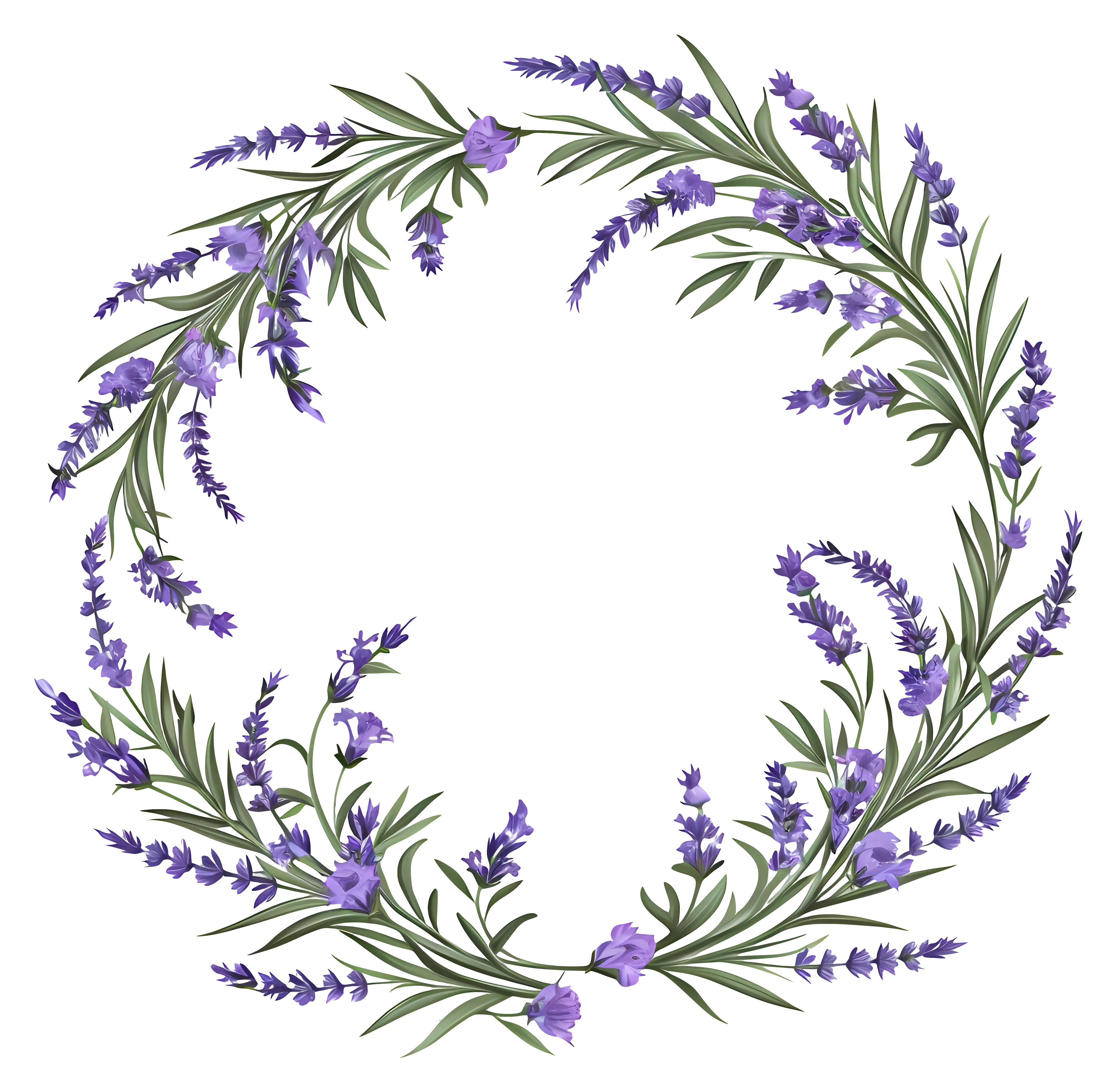 Delicate Lavender Floral Wreath Illustration