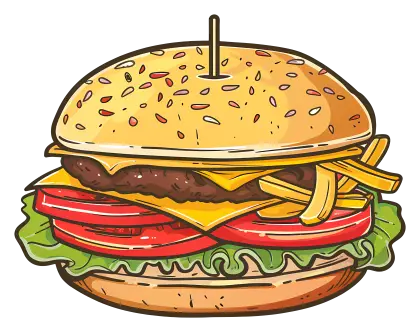 Delicious Cheeseburger with Toppings Illustration