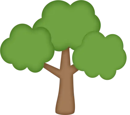 Cartoon Tree with Green Leaves