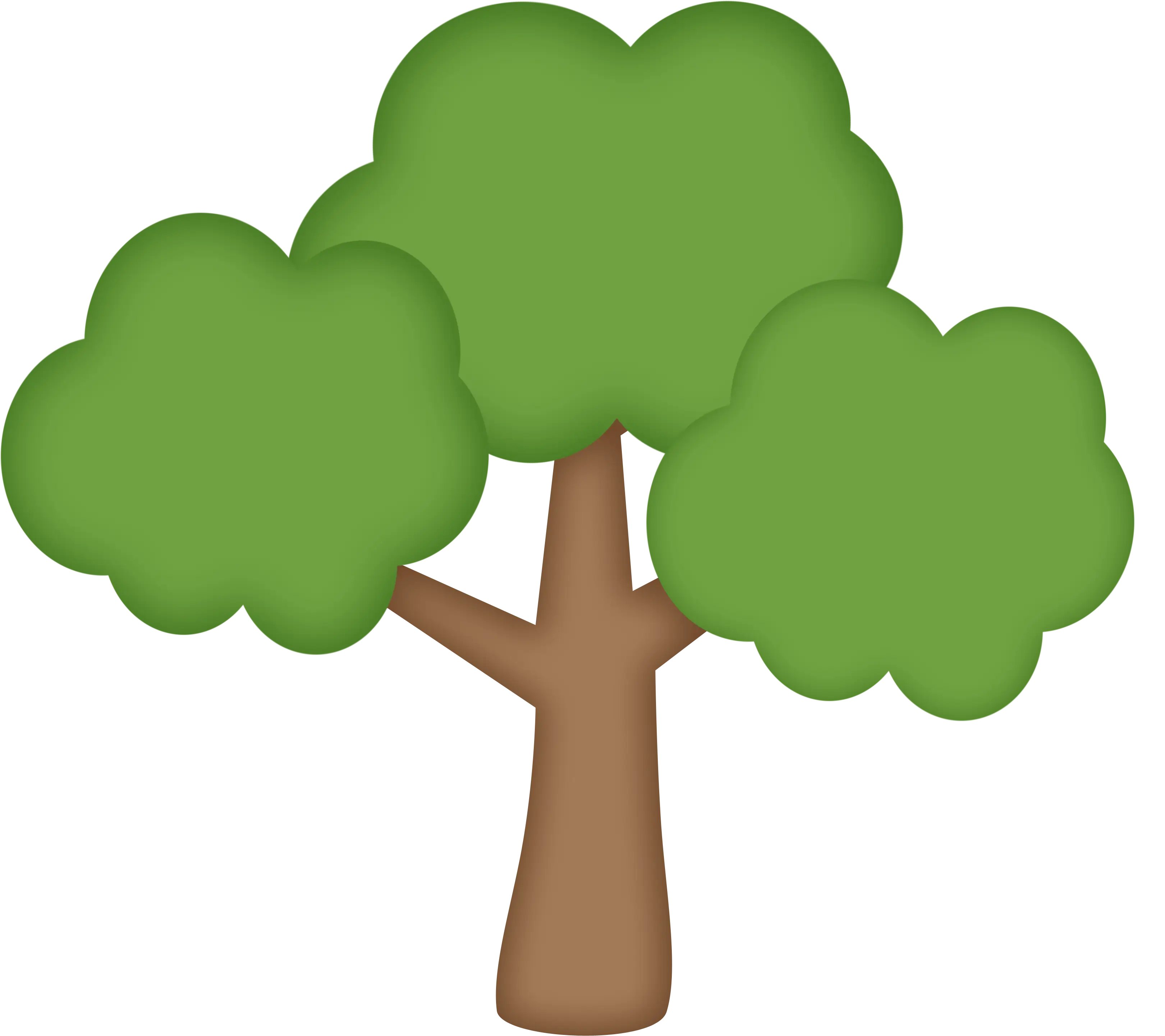 Cartoon Tree with Green Leaves