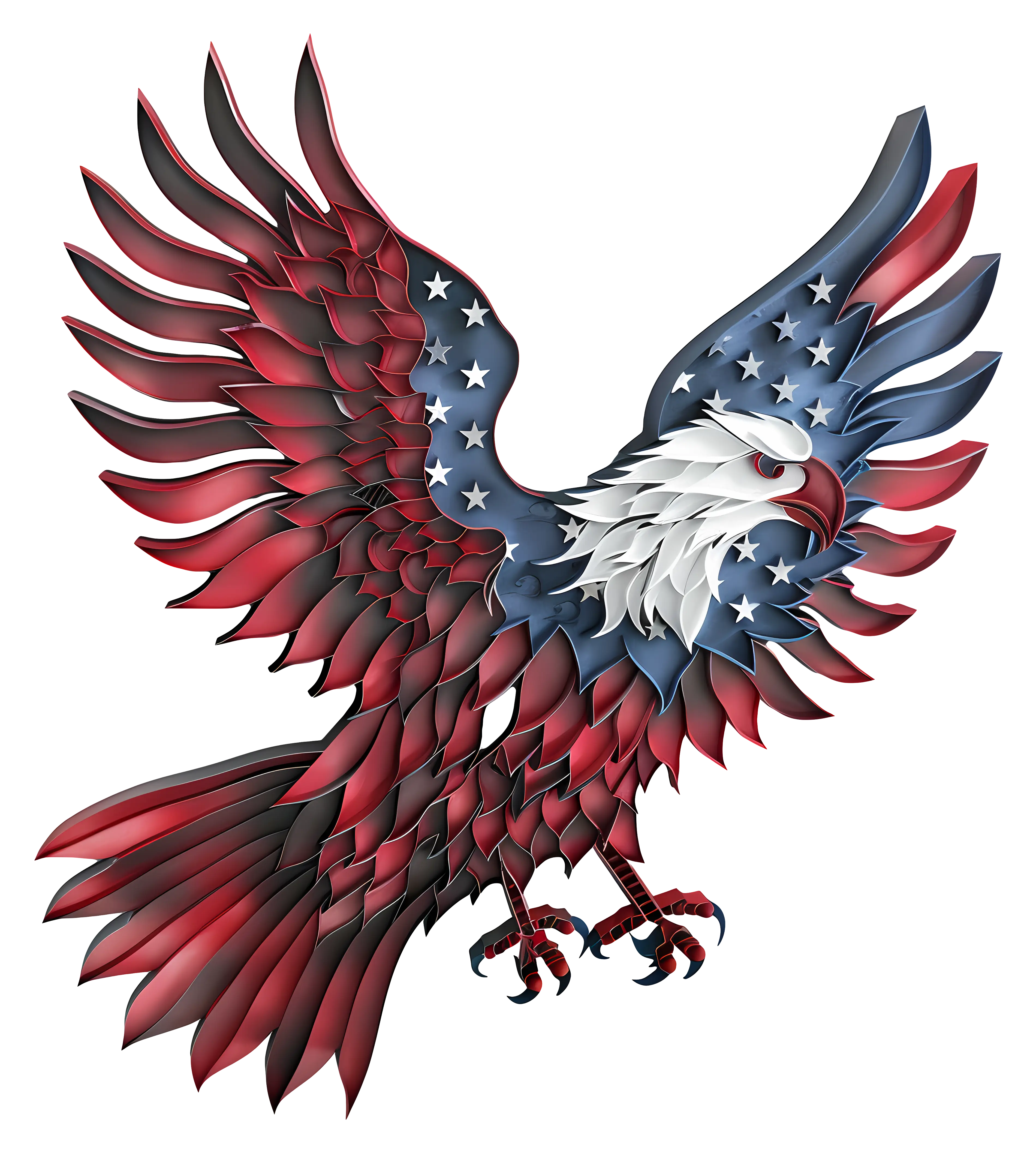 Eagle Illustration with American Flag Theme