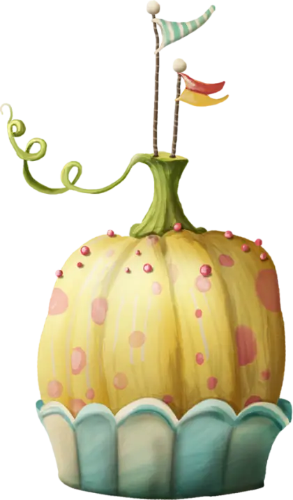 Decorative Pumpkin Illustration with Flags