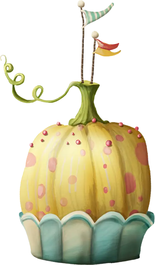 Decorative Pumpkin Illustration with Flags