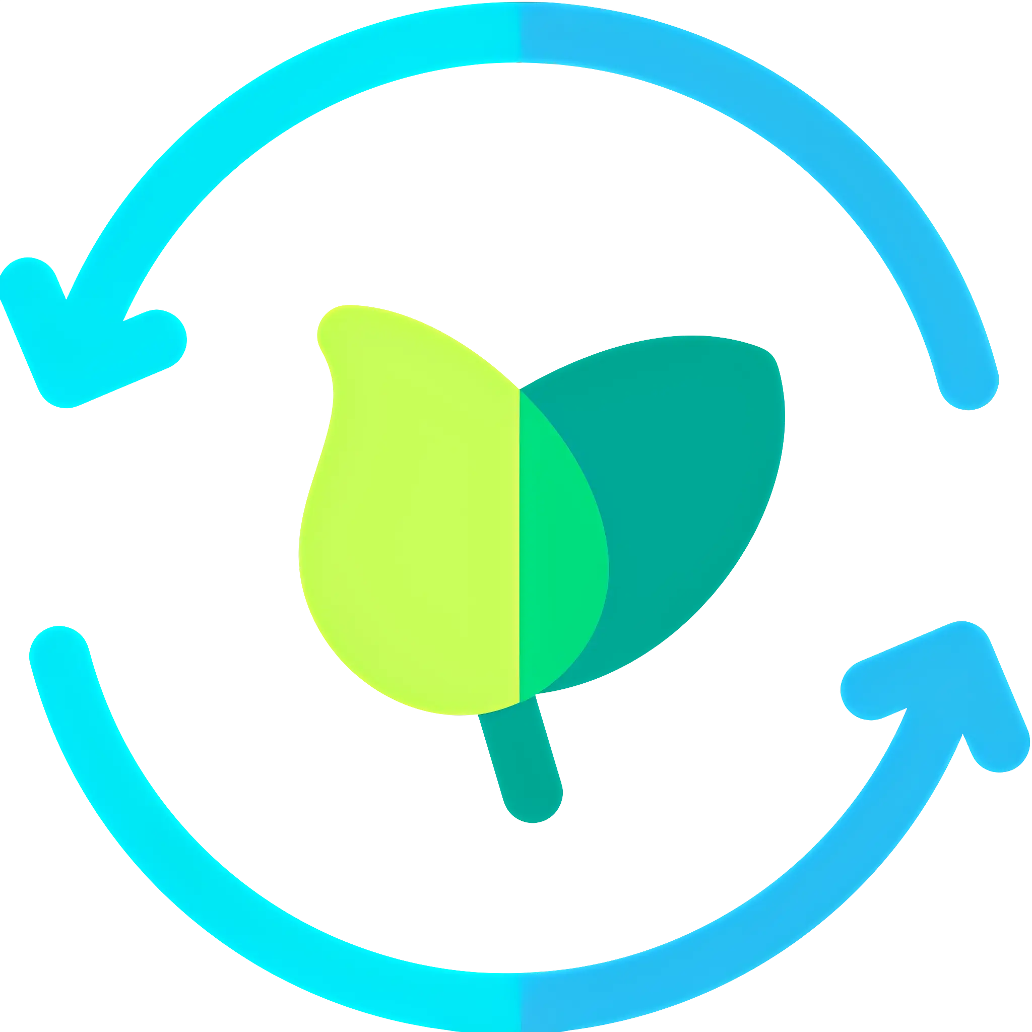 Green Leaf with Arrows for Recycling Concept