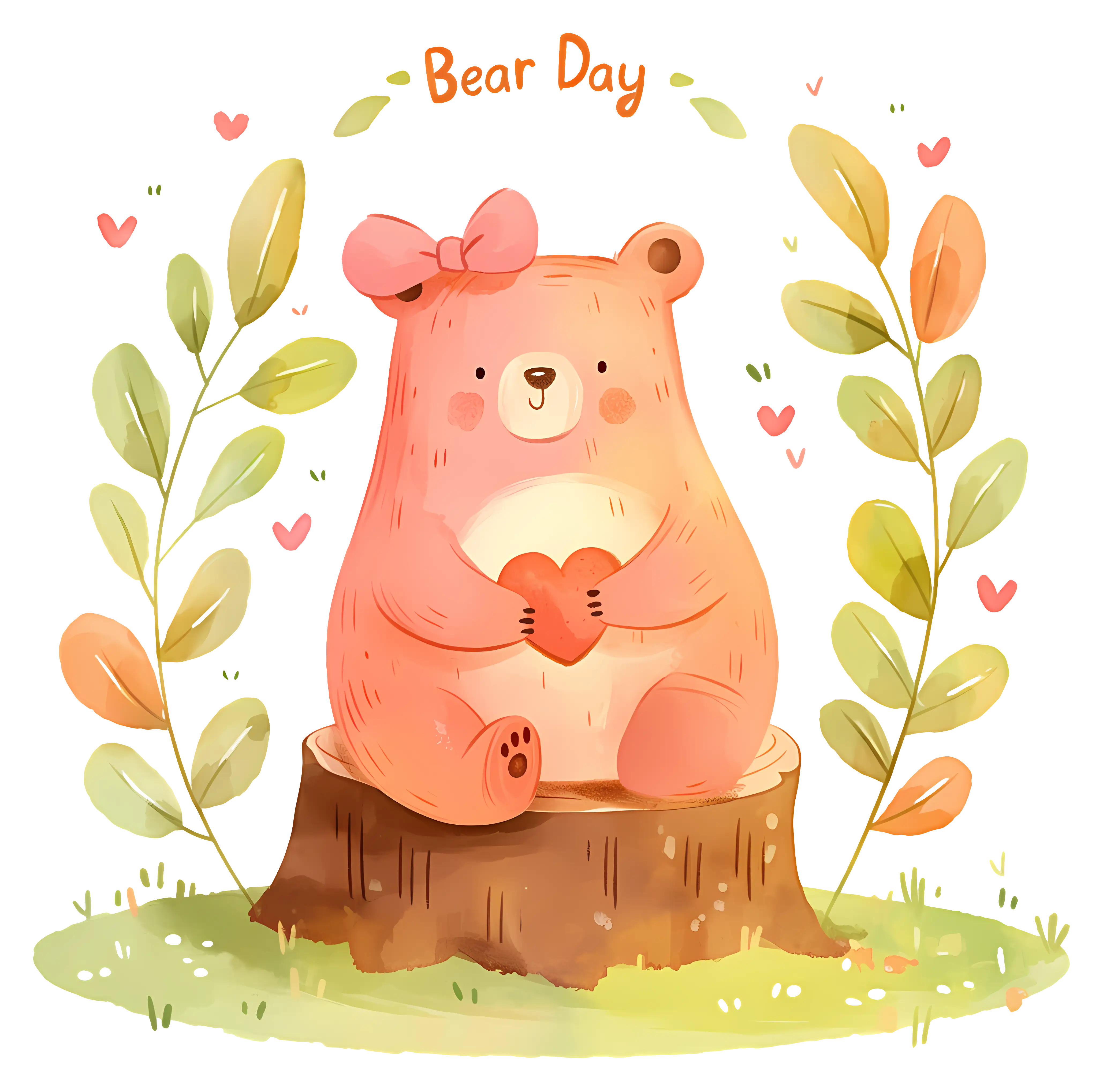 Cute Bear with Heart on Bear Day