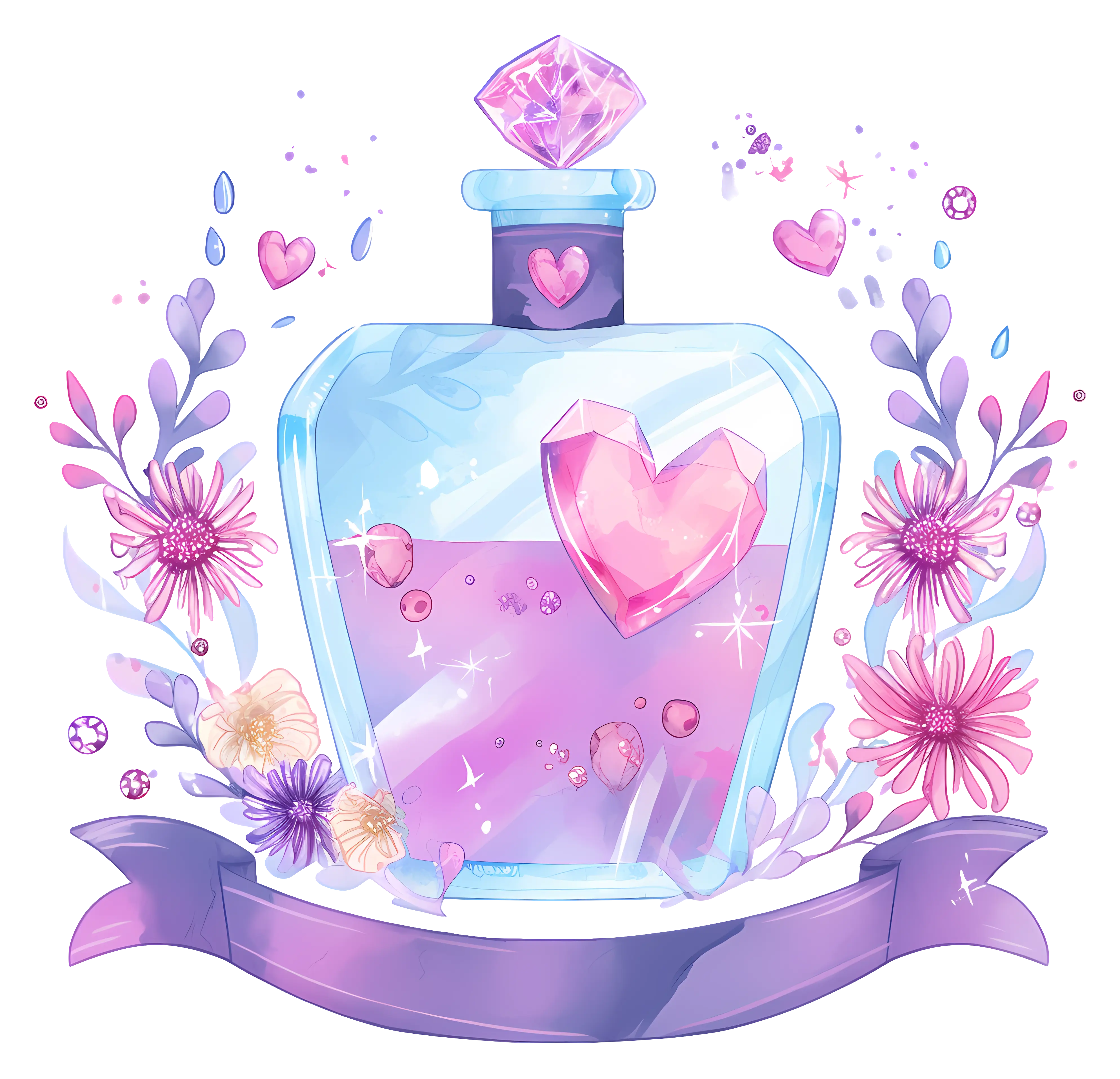 Fairy Tale Magical Potion Bottle with Florals