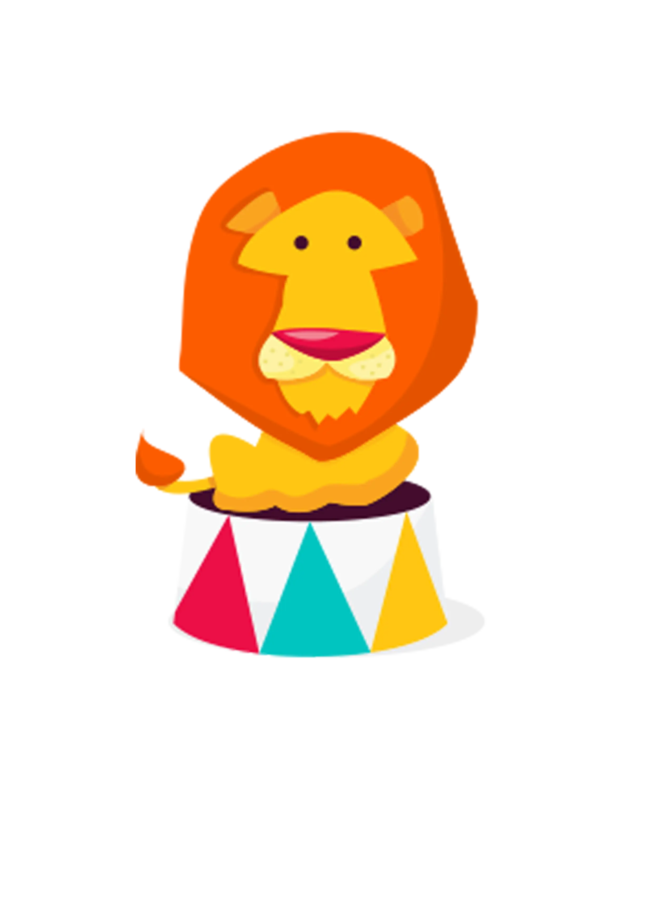 Cute Cartoon Lion on Circus Stand