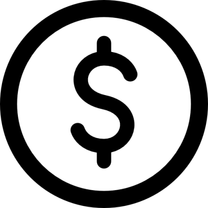 Dollar Symbol Icon in Black Outline