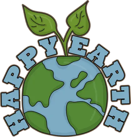 Happy Earth Illustration with Leaves