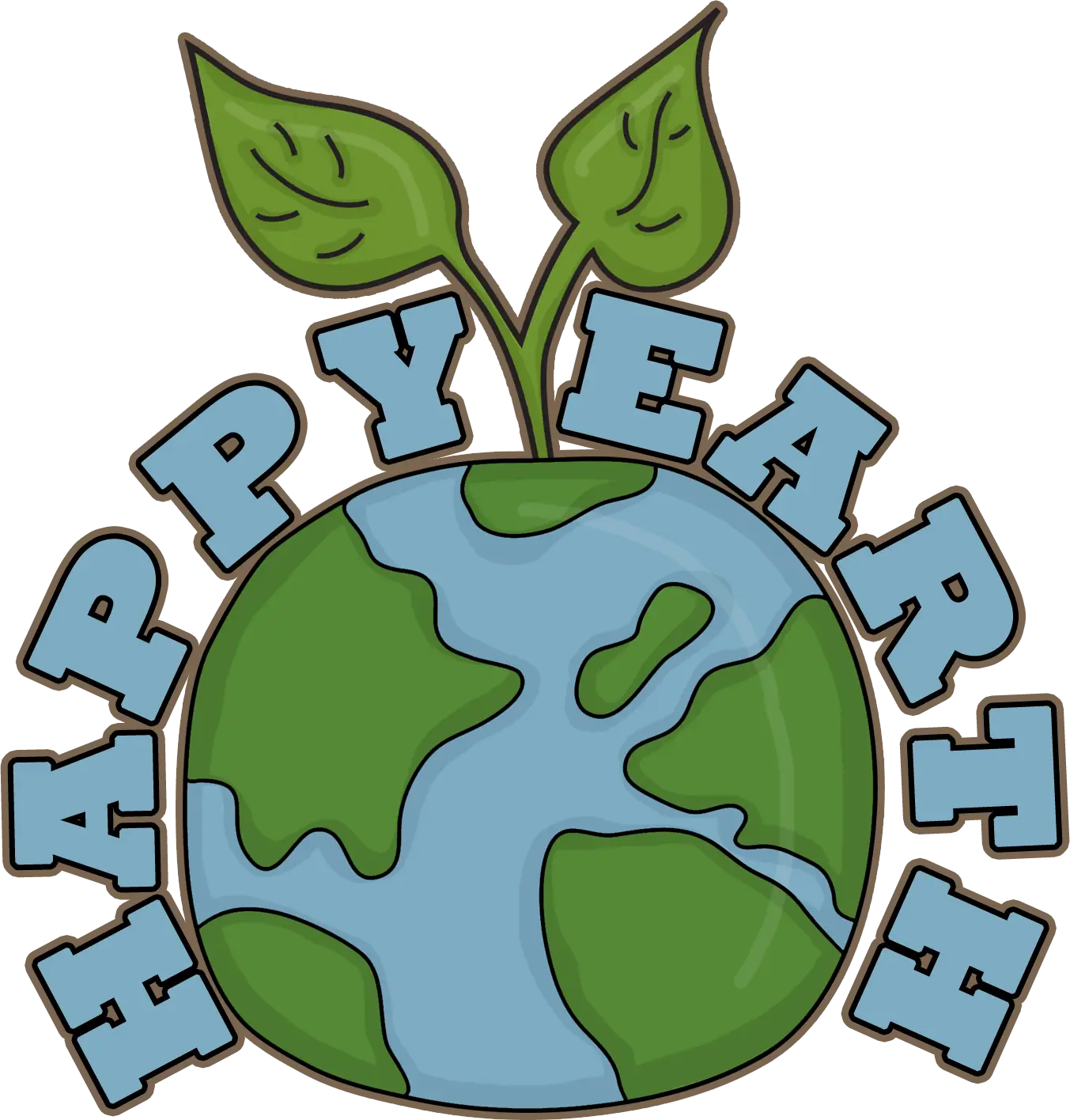 Happy Earth Illustration with Leaves
