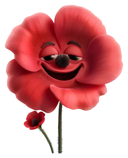 Smiling Red Cartoon Poppy