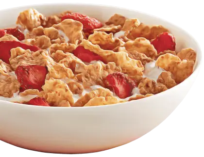Cereal with Milk and Strawberries in a Bowl