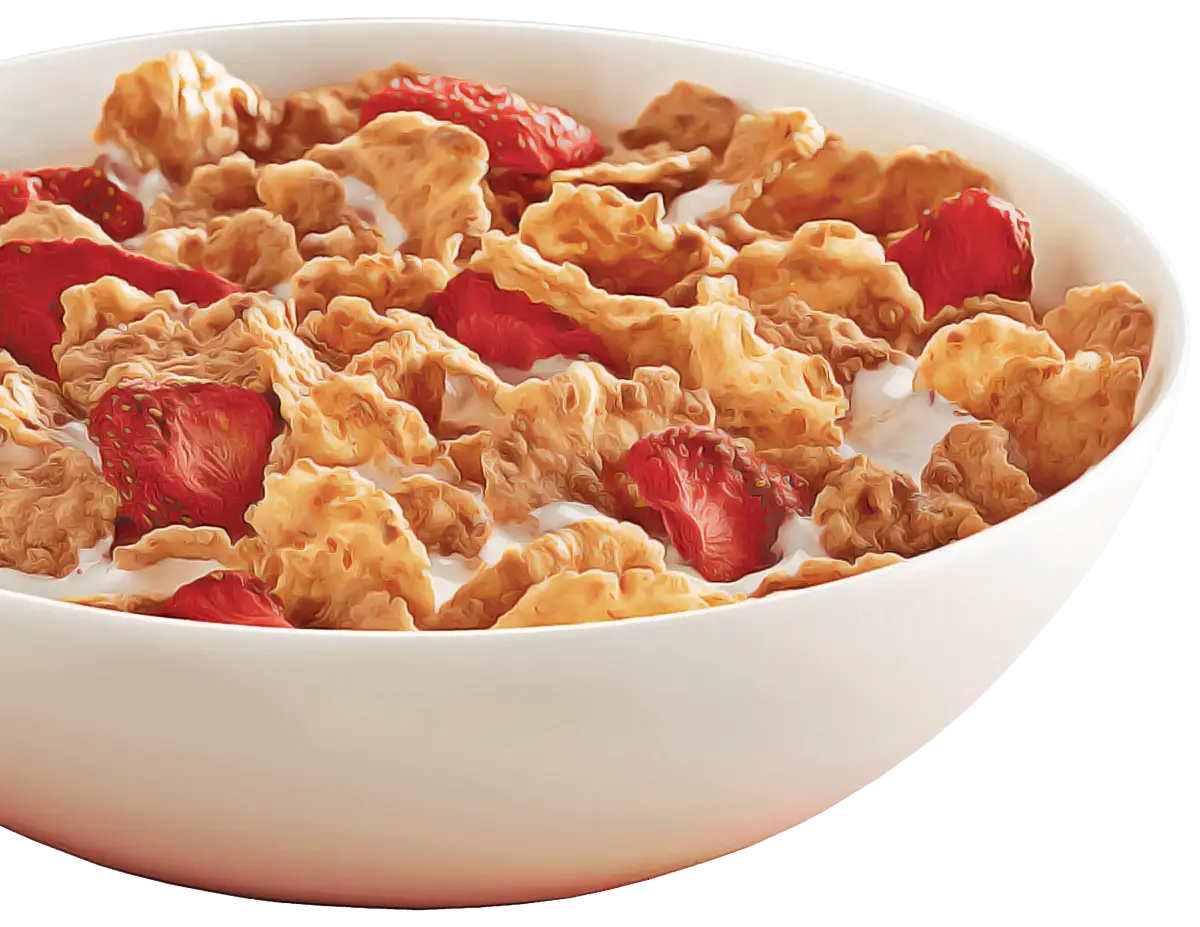 Cereal with Milk and Strawberries in a Bowl