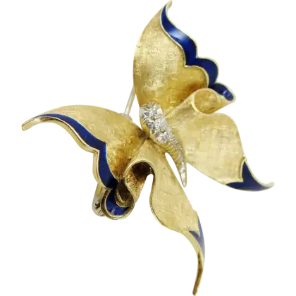 Gold and Enamel Butterfly Brooch Design