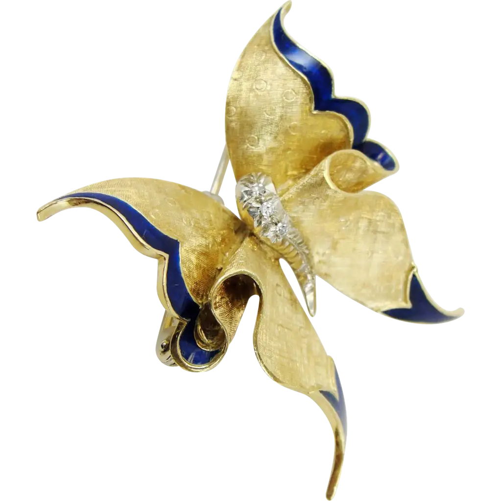 Gold and Enamel Butterfly Brooch Design