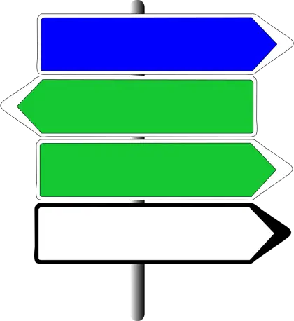 Directional Signboard with Colorful Arrows