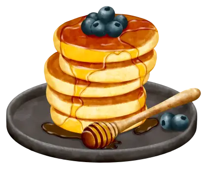 Delicious Pancakes with Blueberries and Honey