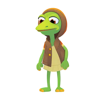 Green Lizard in Hoodie and Vest