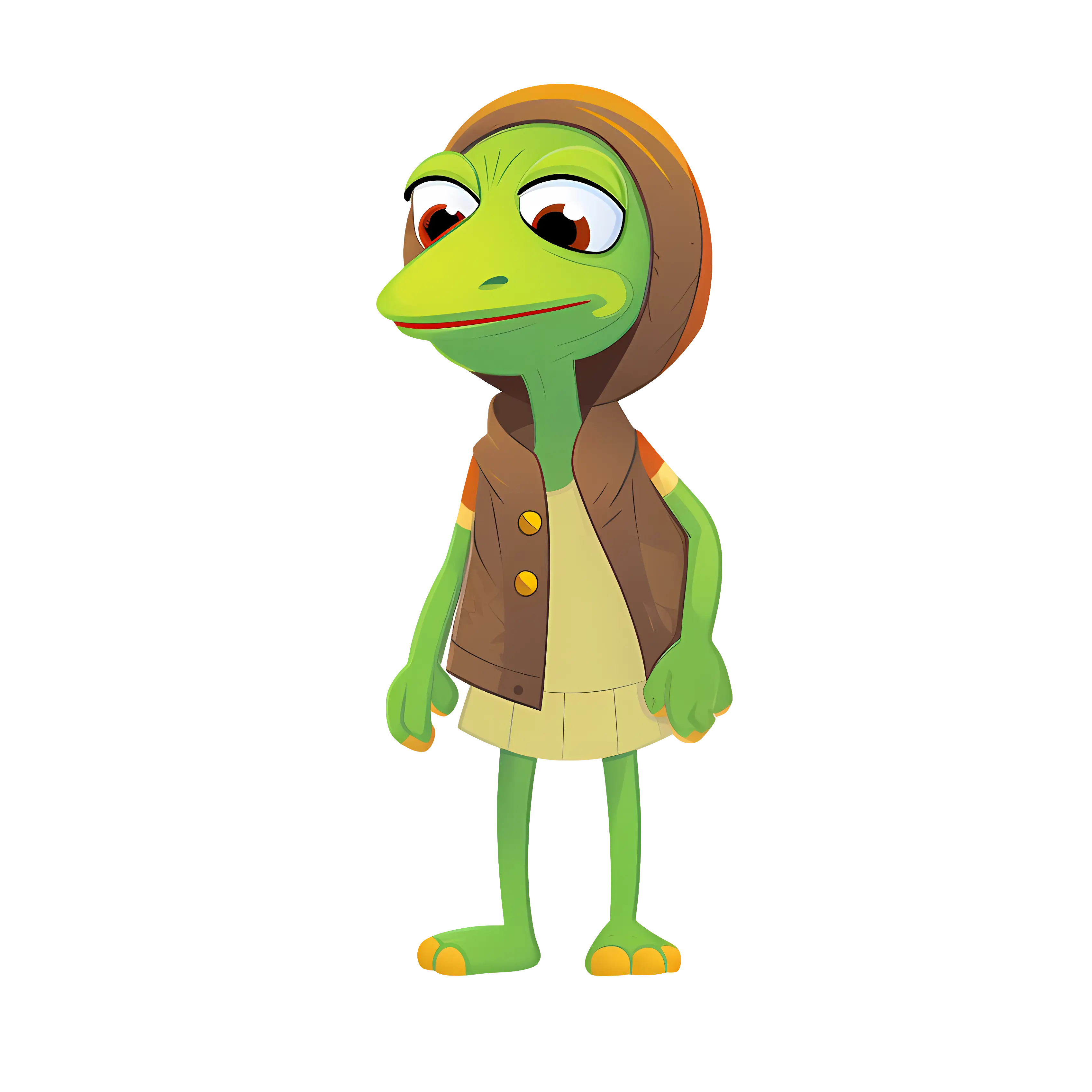 Green Lizard in Hoodie and Vest