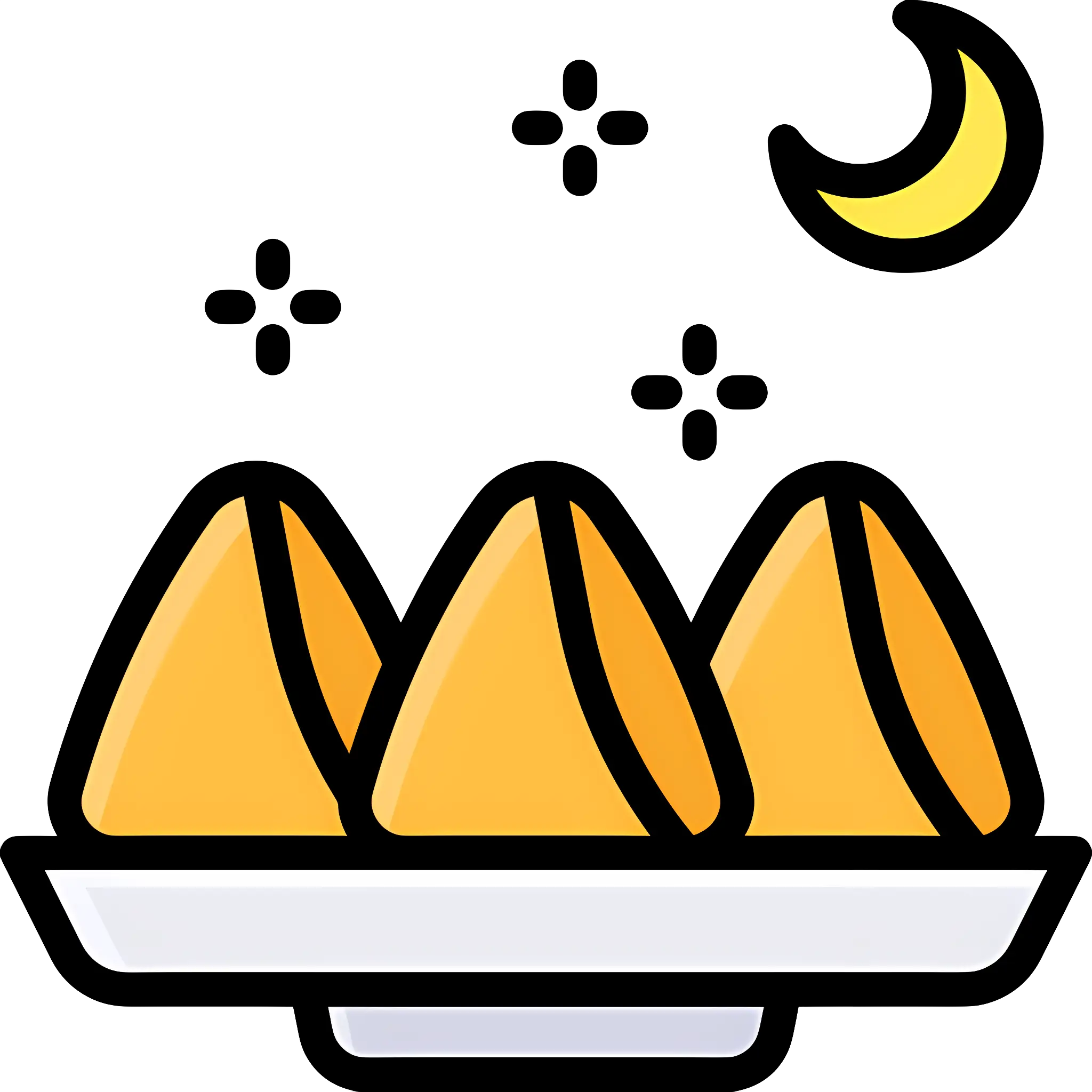 Samosas on a Plate with Moon and Stars
