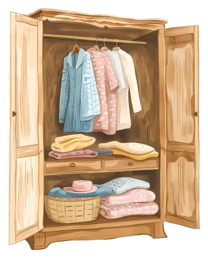 Wooden Wardrobe Illustration