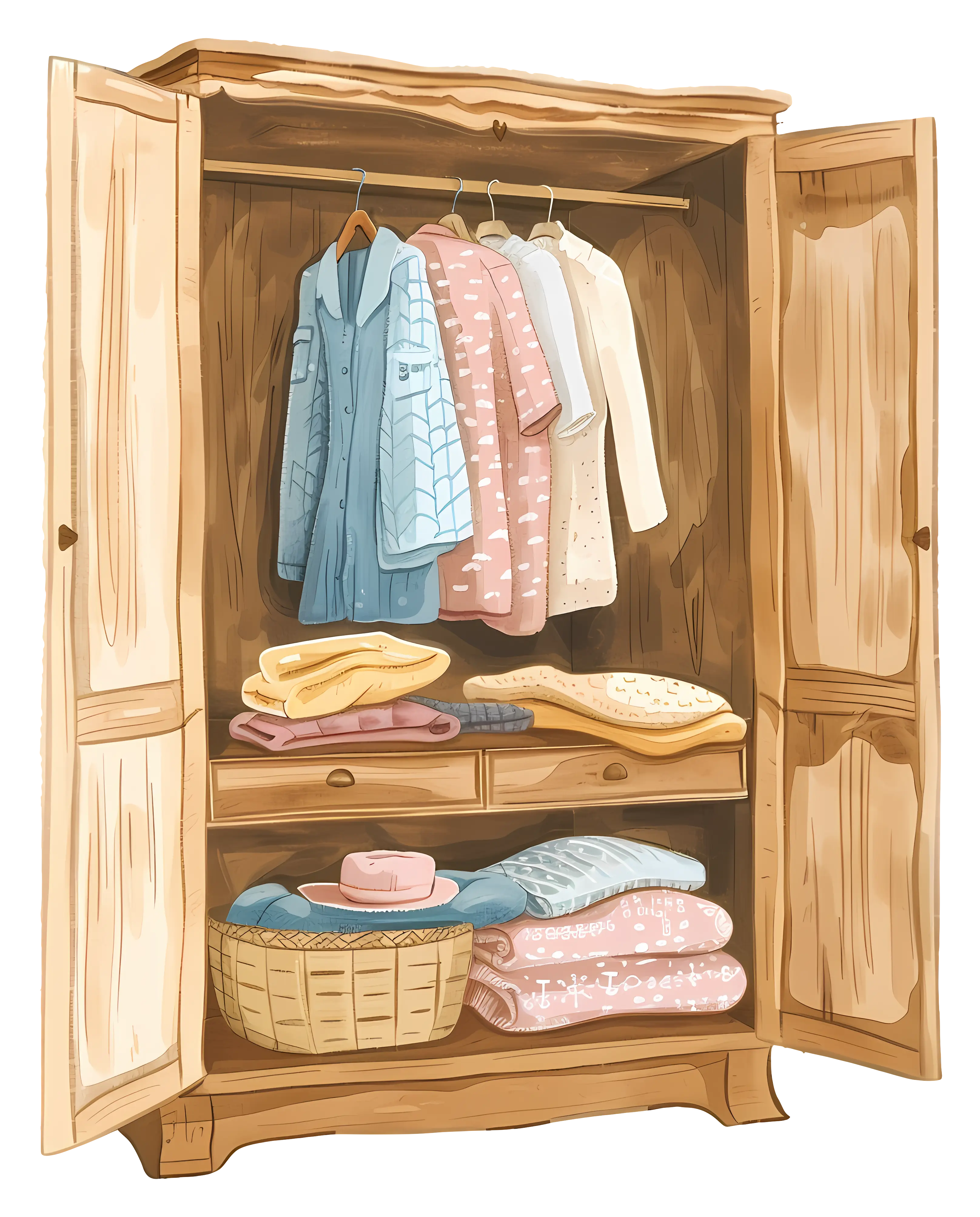 Wooden Wardrobe Illustration