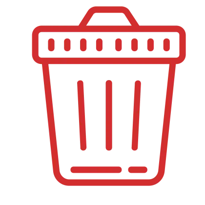Red Trash Bin Icon in Minimalist Style