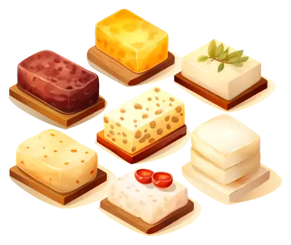 Assorted Cheese Blocks for Culinary Presentation