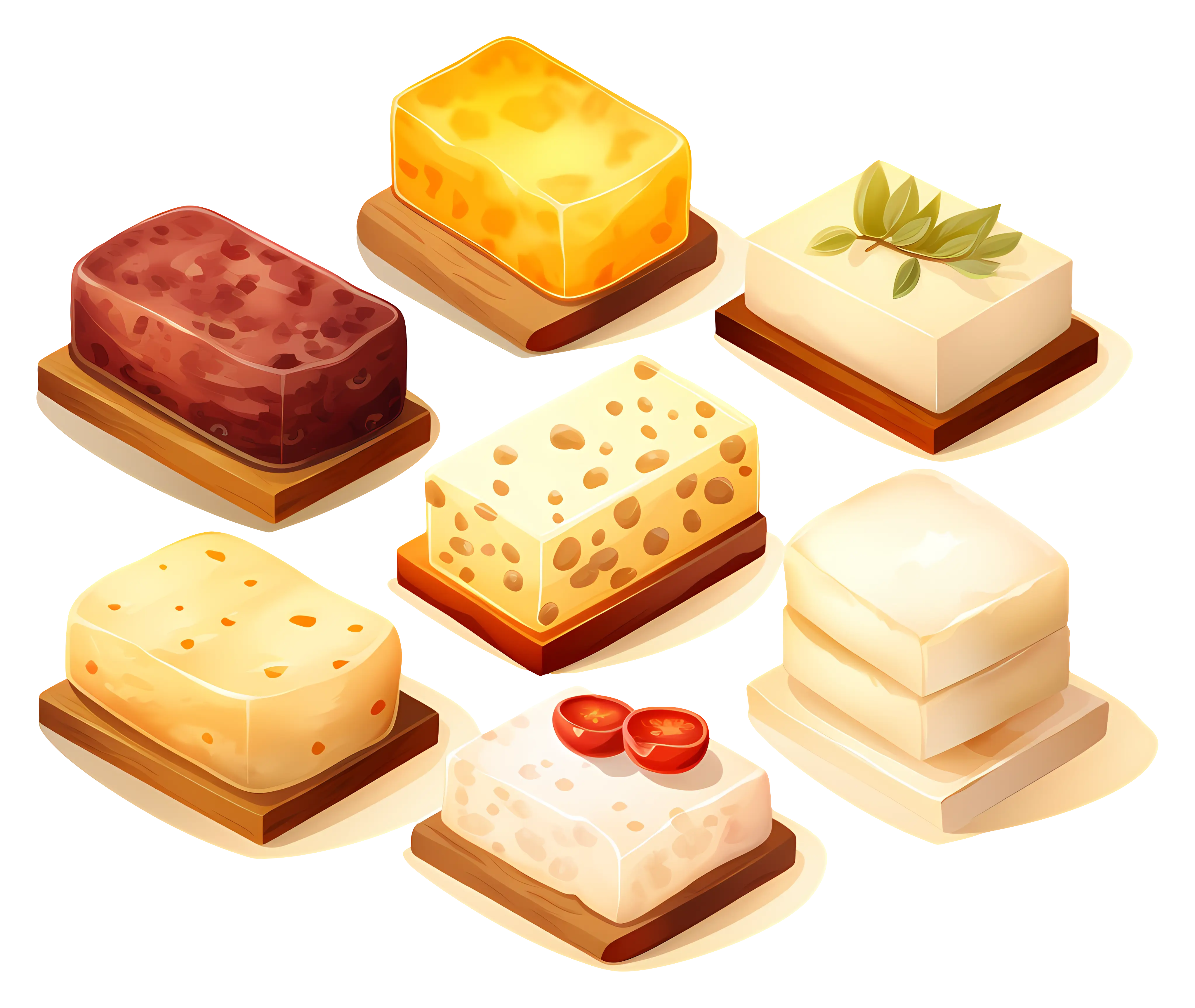 Assorted Cheese Blocks for Culinary Presentation