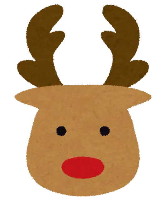 Cartoon Reindeer Face with Red Nose