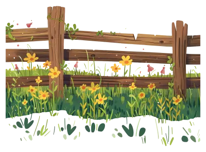 Wooden Fence with Flowers