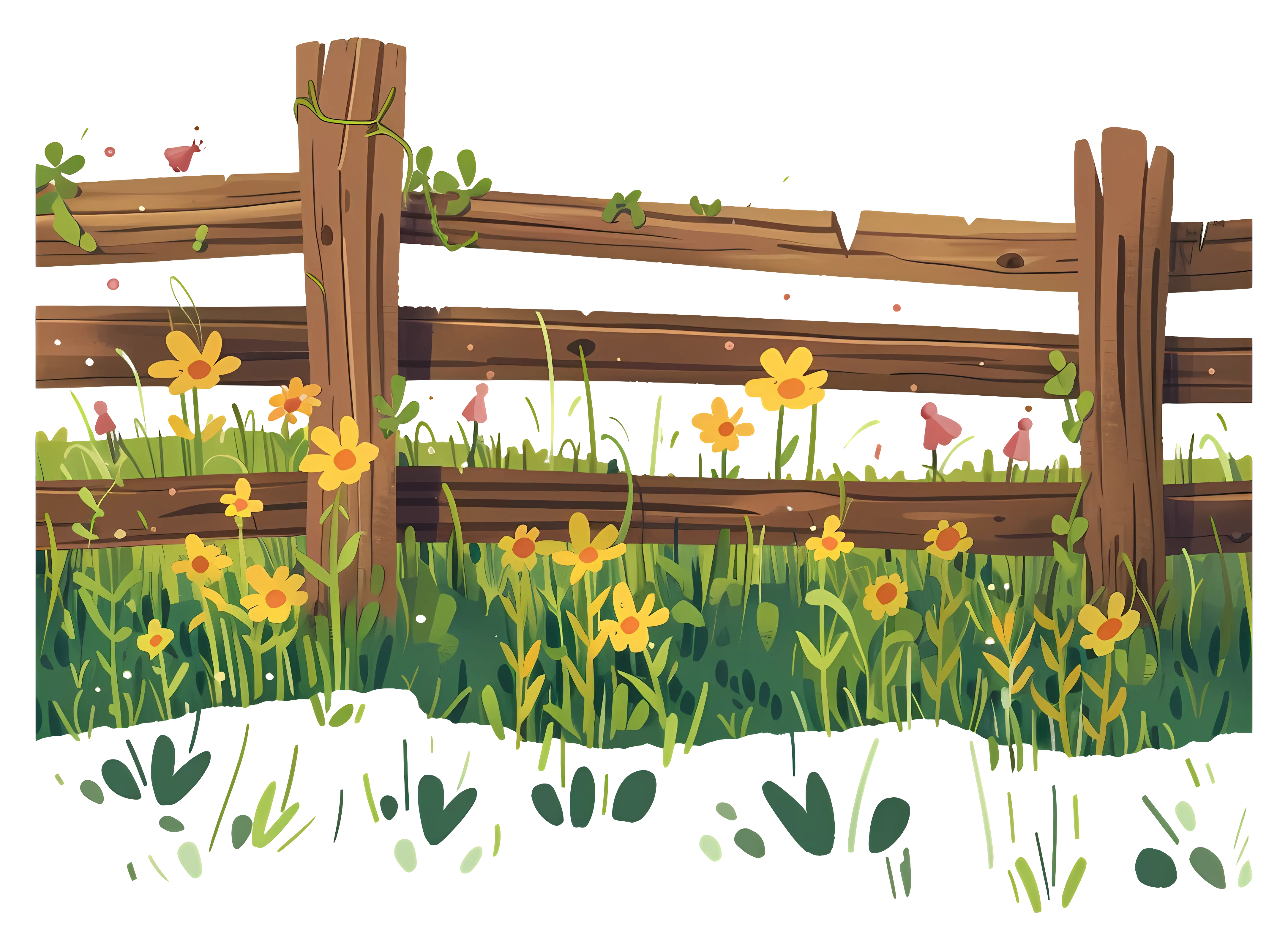 Wooden Fence with Flowers