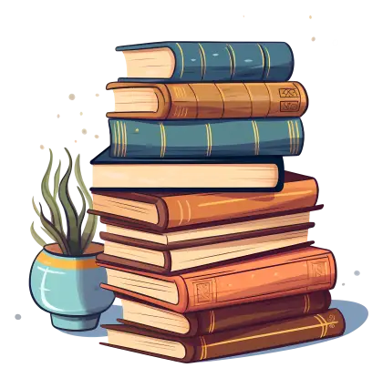 Stack of Vintage Books with Potted Plant