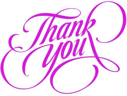 Thank You Text in Purple Cursive Font
